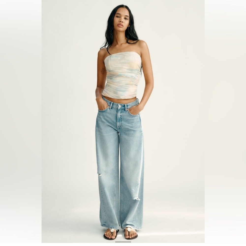 NWT ZARA STRAPLESS TULLE TOP SIZE S - Picture 2 of 4